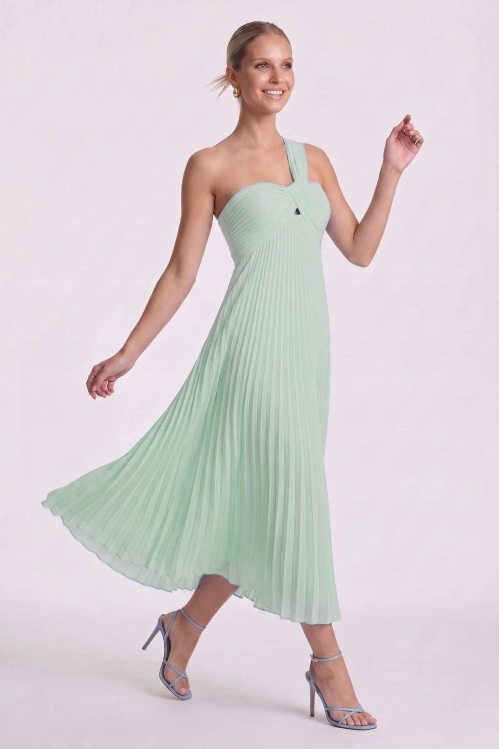 A-Line Ankle Length Chiffon Wedding Guest Dress CG0324 - Dusty Sage - COCOMELODY